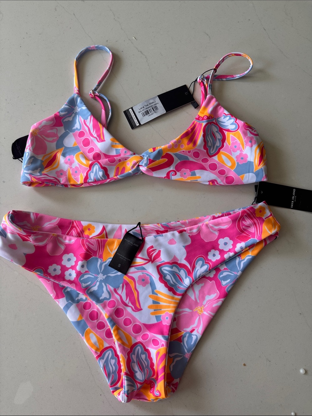 Vaya Island bikini Bright Floral Pink Multi Set- S bottom M top